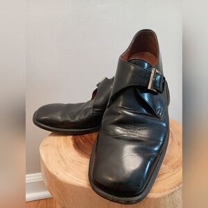 Gucci- Men's Black Leather Monk Strap Shoes- Size 9 1/2